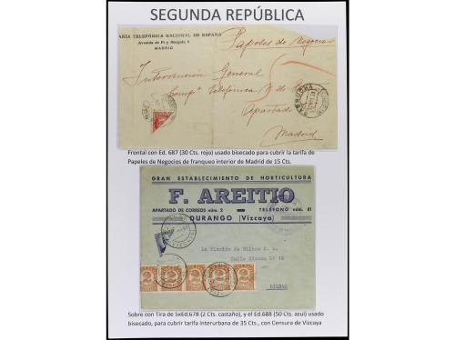 ✉ Δ ESPAÑA. SEGUNDA REPÚBLICA. Páginas de álbum con sellos b