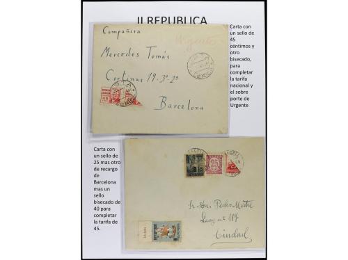 ✉ Δ ESPAÑA. SEGUNDA REPÚBLICA. Páginas de álbum con sellos b