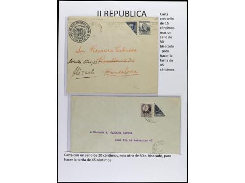 ✉ Δ ESPAÑA. SEGUNDA REPÚBLICA. Páginas de álbum con sellos b