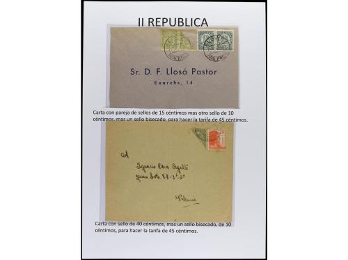✉ Δ ESPAÑA. SEGUNDA REPÚBLICA. Páginas de álbum con sellos b