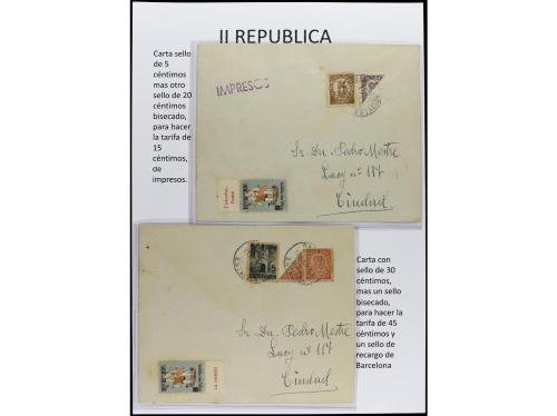 ✉ Δ ESPAÑA. SEGUNDA REPÚBLICA. Páginas de álbum con sellos b