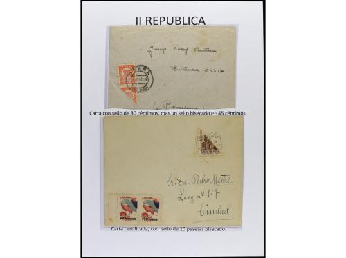✉ Δ ESPAÑA. SEGUNDA REPÚBLICA. Páginas de álbum con sellos b