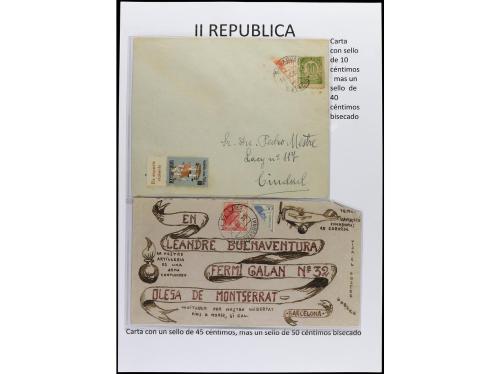 ✉ Δ ESPAÑA. SEGUNDA REPÚBLICA. Páginas de álbum con sellos b
