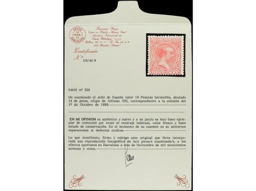 ** ESPAÑA. Ed. 228. 10 pts. bermellón. MUY BONITO. RARO sin 