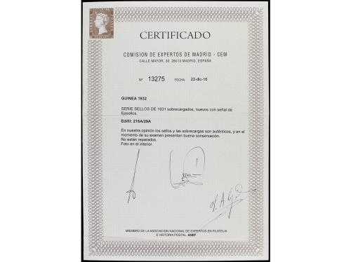 * COLONIAS ESPAÑOLAS: GUINEA. Ed. 216/29A. SERIE COMPLETA, 1