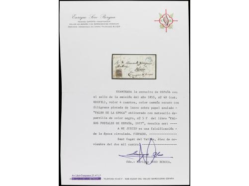 ✉ ESPAÑA. Ed. 40F. 1855 ca. Envuelta sin fechar de MADRID a 