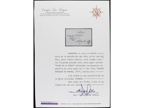 ✉ ESPAÑA. Ed. 40F. 1855. MADRID a ALBACETE. 4 cuartos FALSO 