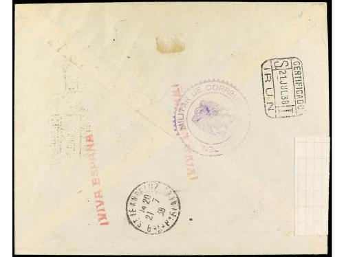 ✉ ESPAÑA. Ed. 851/54. 1938. BILBAO a FRANCIA (al dorso llega