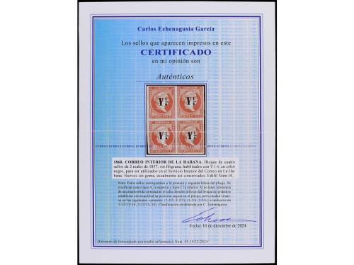 (*) CUBA. Ed. 10. Y 1/4 s. 2 reales rojo. Bloque de cuatro. 