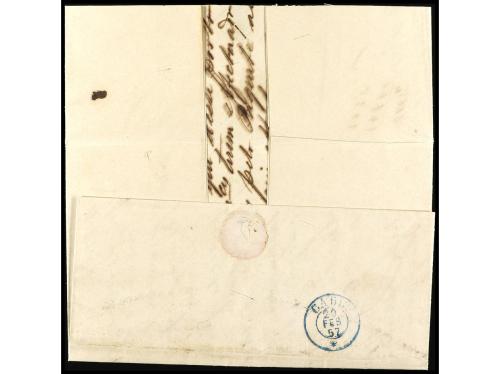 ✉ BRASIL. 1857. RIO GRANDE (Brasil) a CÁDIZ. Marca del corre