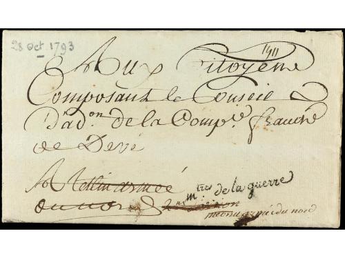 ✉ FRANCIA. 1793. PARÍS a L&#39;ARMÉE DU NORD. Al dorso marca 2E 