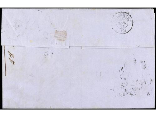 ✉ ESPAÑA: PREFILATELIA. 1861. CATALUÑA. BARCELONA. MARSELLA 