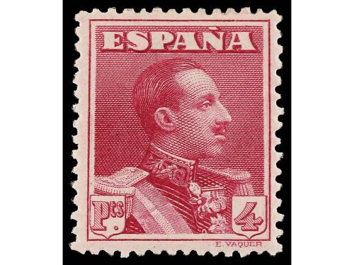 ** ESPAÑA. Ed. 322. 4 pts. carmín violáceo. Numeración ceros