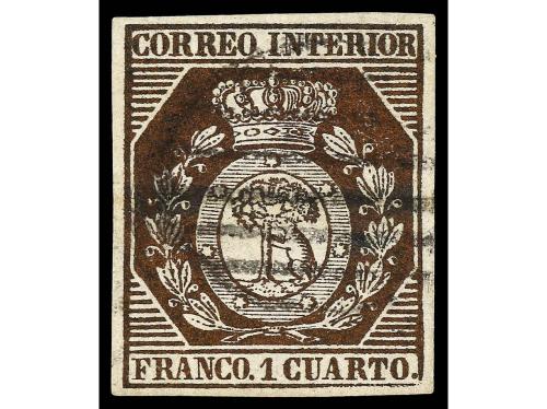 º ESPAÑA. Ed. 22. 1 cuarto bronce. Ejemplar de LUJO. Cat. 70