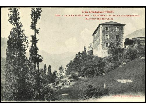 ✉ ANDORRA. 1918. TARJETA POSTAL a BARCELONA con sello españo