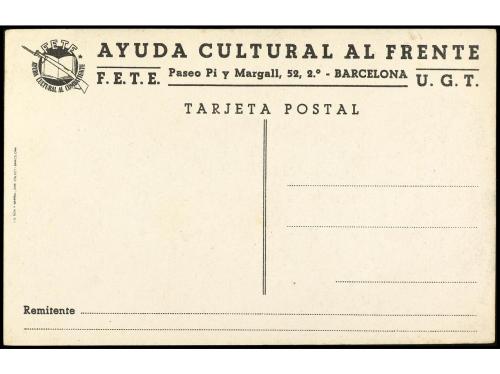 ✉ ESPAÑA GUERRA CIVIL. TARJETA POSTAL ilustrada "FUGITIVOS D
