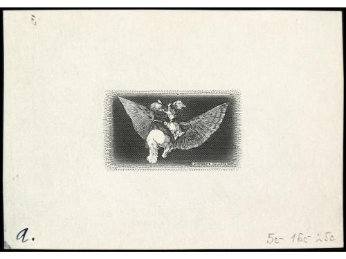 ESPAÑA. GOYA. CORREO AÉREO. 4 PRUEBAS DE PUNZÓN. Grabado ter