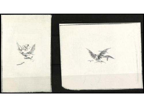 ESPAÑA. GOYA. CORREO AÉREO. 4 PRUEBAS DE PUNZÓN. Primer Esta