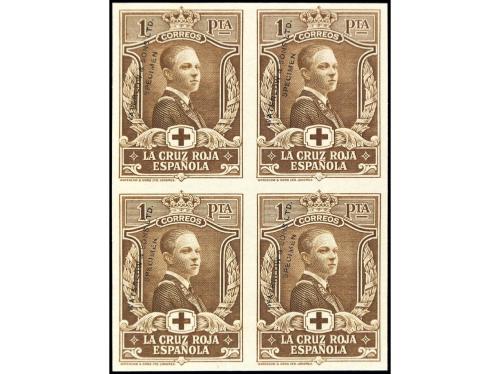 ESPAÑA. CRUZ ROJA. MUESTRAS. Conjunto de seis valores en blo