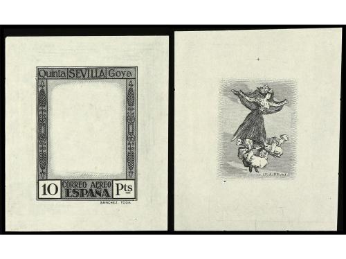 ESPAÑA. GOYA. CORREO AÉREO. PRUEBAS DE PUNZÓN. CENTROS y MAR