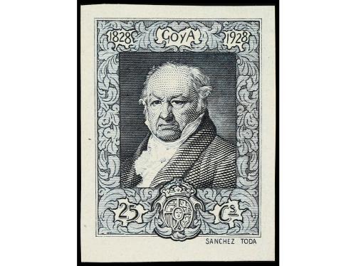 ESPAÑA. GOYA. PRUEBAS DE PUNZÓN. Leyendas 1828-1928. 25 cts.