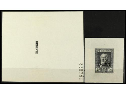 ESPAÑA. GOYA. PRUEBAS DE PUNZÓN. 20 cts. negro habilitado UR