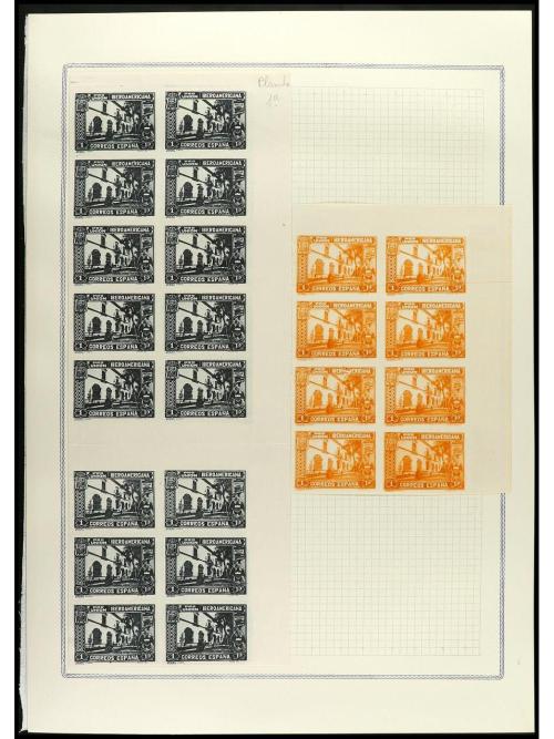 ESPAÑA. IBEROAMERICANA. ENSAYOS DE PLANCHA. Conjunto de cent