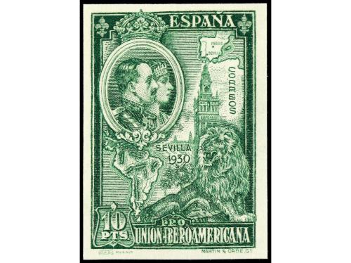 ESPAÑA. IBEROAMÉRICA. ENSAYOS DE PLANCHA. 10 pts. en siete c