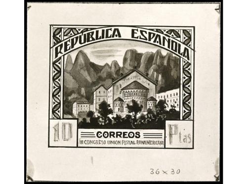 ESPAÑA. UNIÓN POSTAL PANAMERICANA. Conjunto de 5 pruebas fot