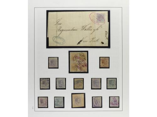 */° ✉ CUBA. 1880-88. ALFONSO XII. Colección montada en hojas