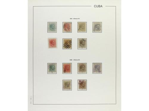 */° ✉ CUBA. 1880-88. ALFONSO XII. Colección montada en hojas