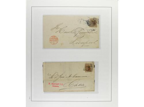 */° ✉ CUBA. 1880-88. ALFONSO XII. Colección montada en hojas