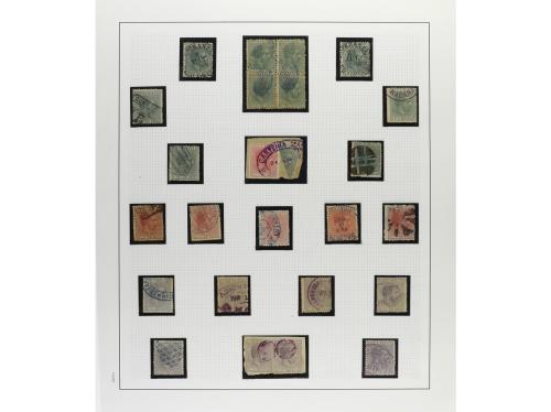 */° ✉ CUBA. 1880-88. ALFONSO XII. Colección montada en hojas