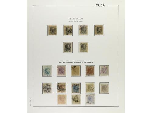 */° ✉ CUBA. 1880-88. ALFONSO XII. Colección montada en hojas