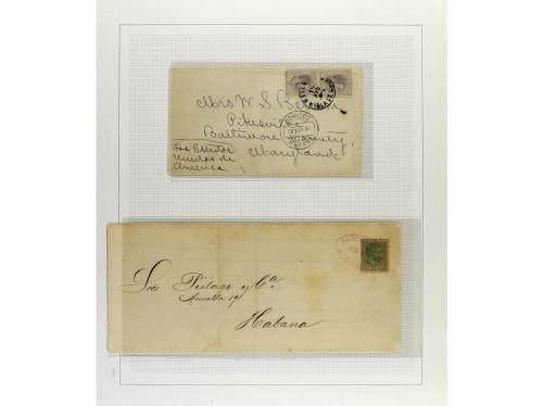 */° ✉ CUBA. 1880-88. ALFONSO XII. Colección montada en hojas