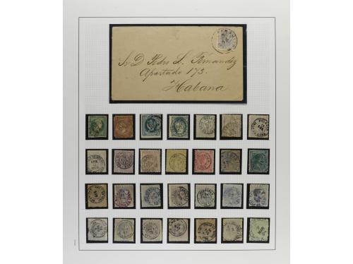 */° ✉ CUBA. 18600-1880. Páginas de álbum con sellos y alguna