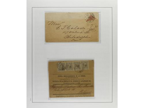° ✉ CUBA. 1890-98. ALFONSO XIII. PELÓN. Colección en páginas