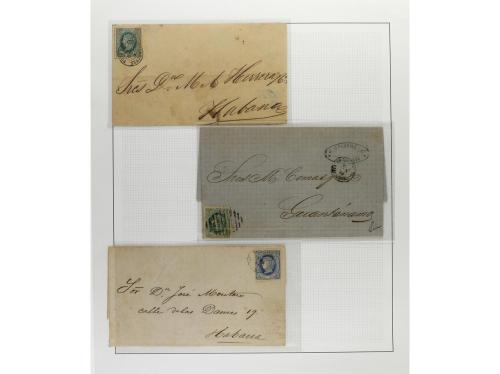 */° ✉ CUBA. 1860-69. Colección en hojas de álbum con multitu