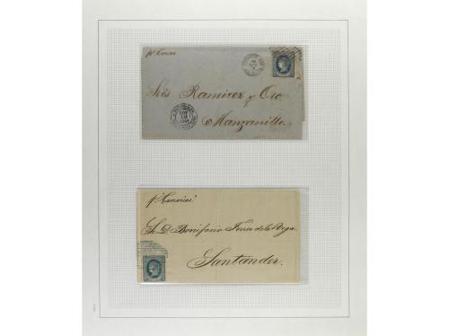 */° ✉ CUBA. 1860-69. Colección en hojas de álbum con multitu