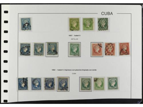 ° ✉ Δ CUBA. 1855-57. ISABEL II. Colección en hojas de álbum 