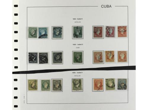 ° ✉ Δ CUBA. 1855-57. ISABEL II. Colección en hojas de álbum 