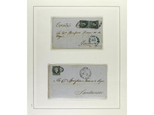 ° ✉ Δ CUBA. 1855-57. ISABEL II. Colección en hojas de álbum 