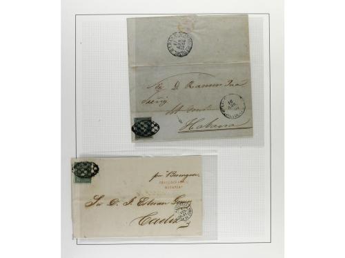 ° ✉ Δ CUBA. 1855-57. ISABEL II. Colección en hojas de álbum 