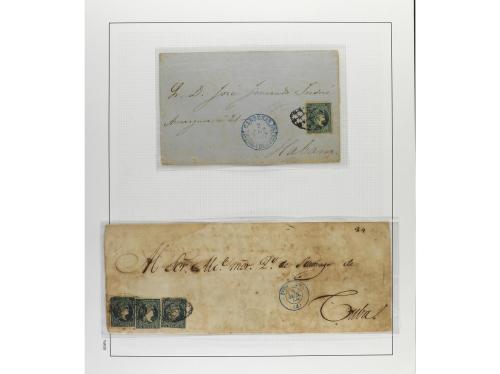 ° ✉ Δ CUBA. 1855-57. ISABEL II. Colección en hojas de álbum 