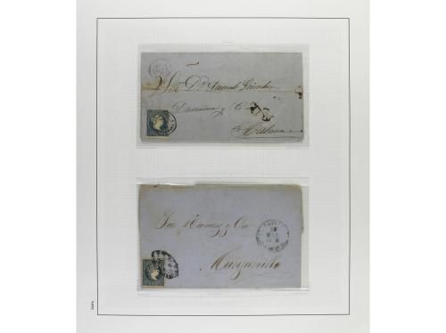 ° ✉ Δ CUBA. 1855-57. ISABEL II. Colección en hojas de álbum 
