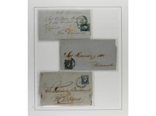 ° ✉ Δ CUBA. 1855-57. ISABEL II. Colección en hojas de álbum 