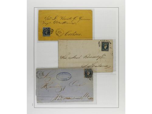 ° ✉ Δ CUBA. 1855-57. ISABEL II. Colección en hojas de álbum 