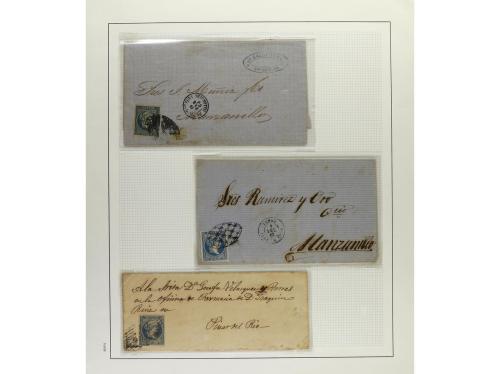 ° ✉ Δ CUBA. 1855-57. ISABEL II. Colección en hojas de álbum 