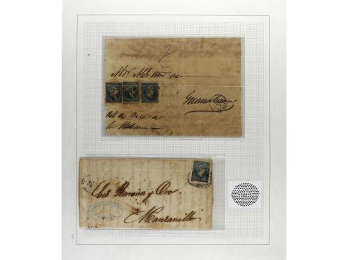 ° ✉ Δ CUBA. 1855-57. ISABEL II. Colección en hojas de álbum 