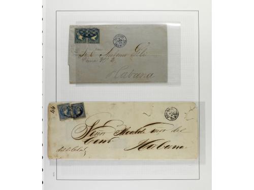 ° ✉ Δ CUBA. 1855-57. ISABEL II. Colección en hojas de álbum 